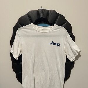 Jeep White Short Sleeve Tee with Navy Logo